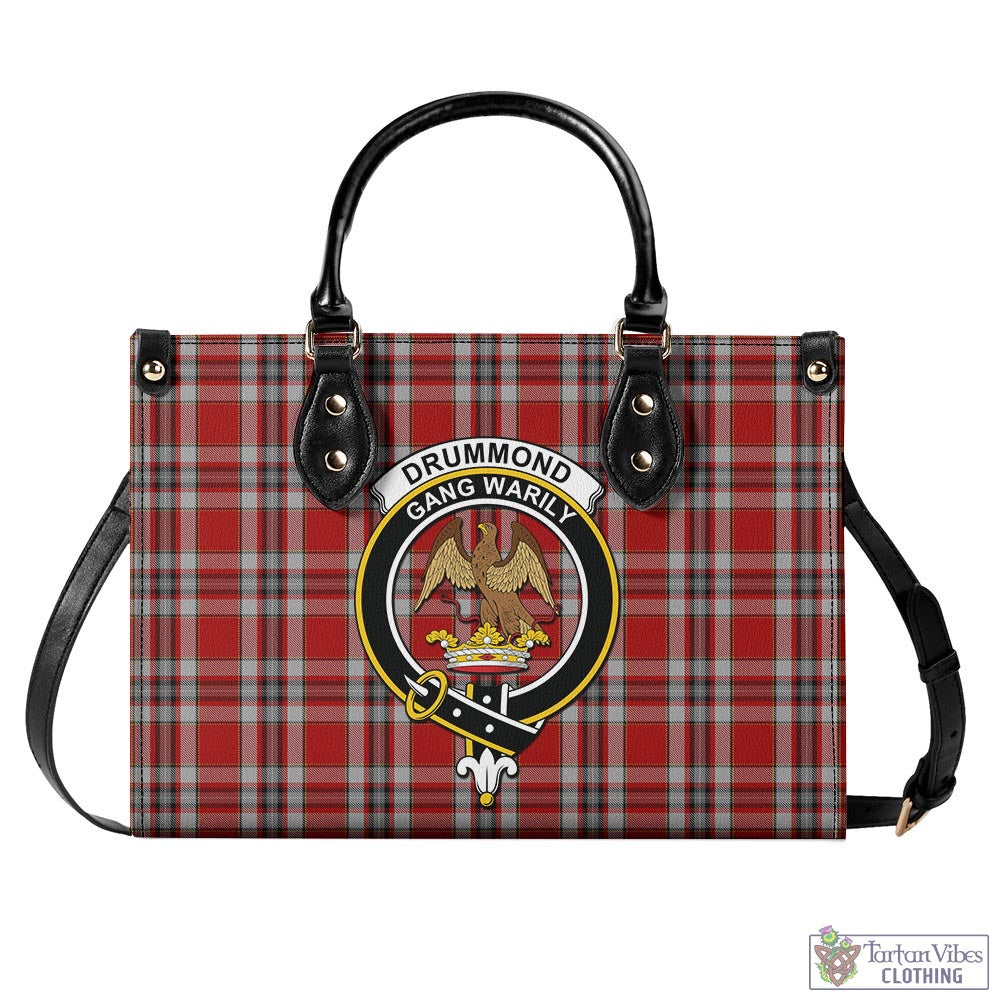 Tartan Vibes Clothing Drummond of Perth Dress Tartan Luxury Leather Handbags with Family Crest