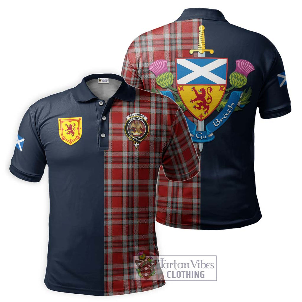 Tartan Vibes Clothing Drummond of Perth Dress Tartan Polo Shirt with Scottish Lion Royal Arm Half Style