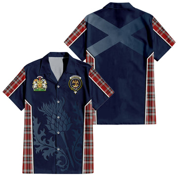 Drummond of Perth Dress Tartan Short Sleeve Button Up Shirt with Family Crest and Scottish Thistle Vibes Sport Style