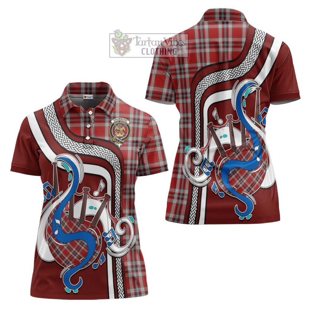 Drummond of Perth Dress Tartan Women's Polo Shirt with Epic Bagpipe Style Women - Tartanvibesclothing Shop