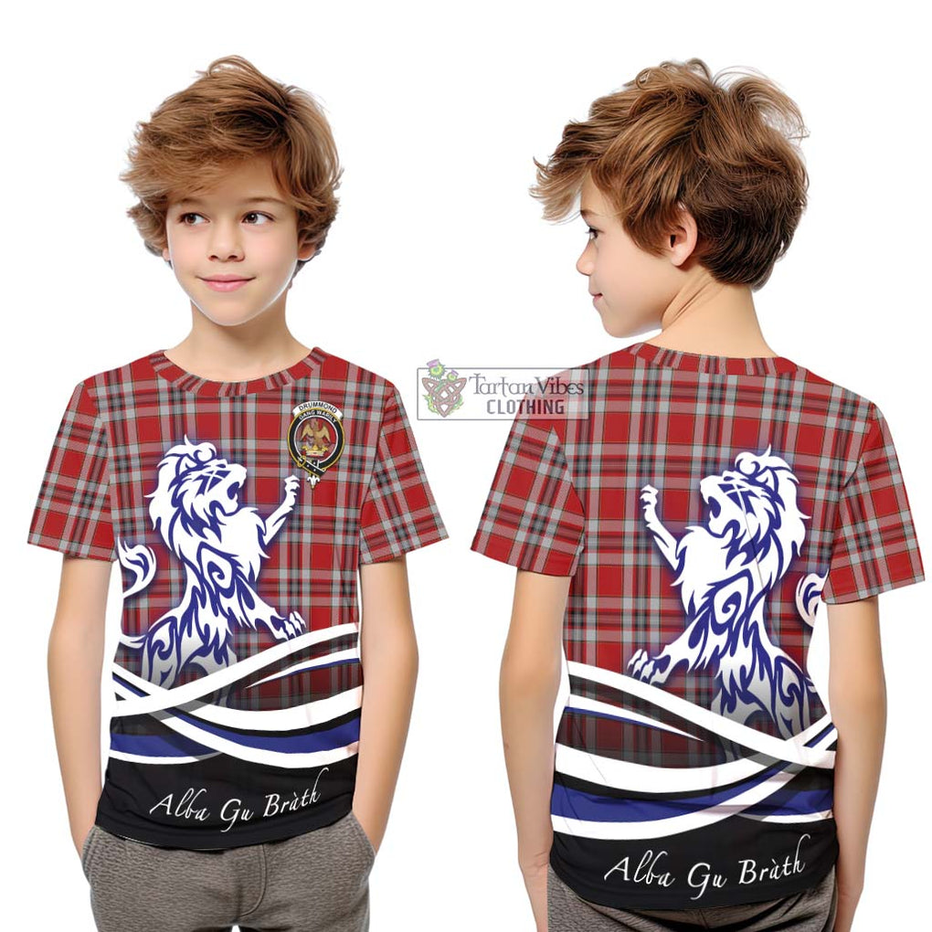 Drummond of Perth Dress Tartan Kid T-Shirt with Alba Gu Brath Regal Lion Emblem Youth XL Size14 - Tartanvibesclothing Shop