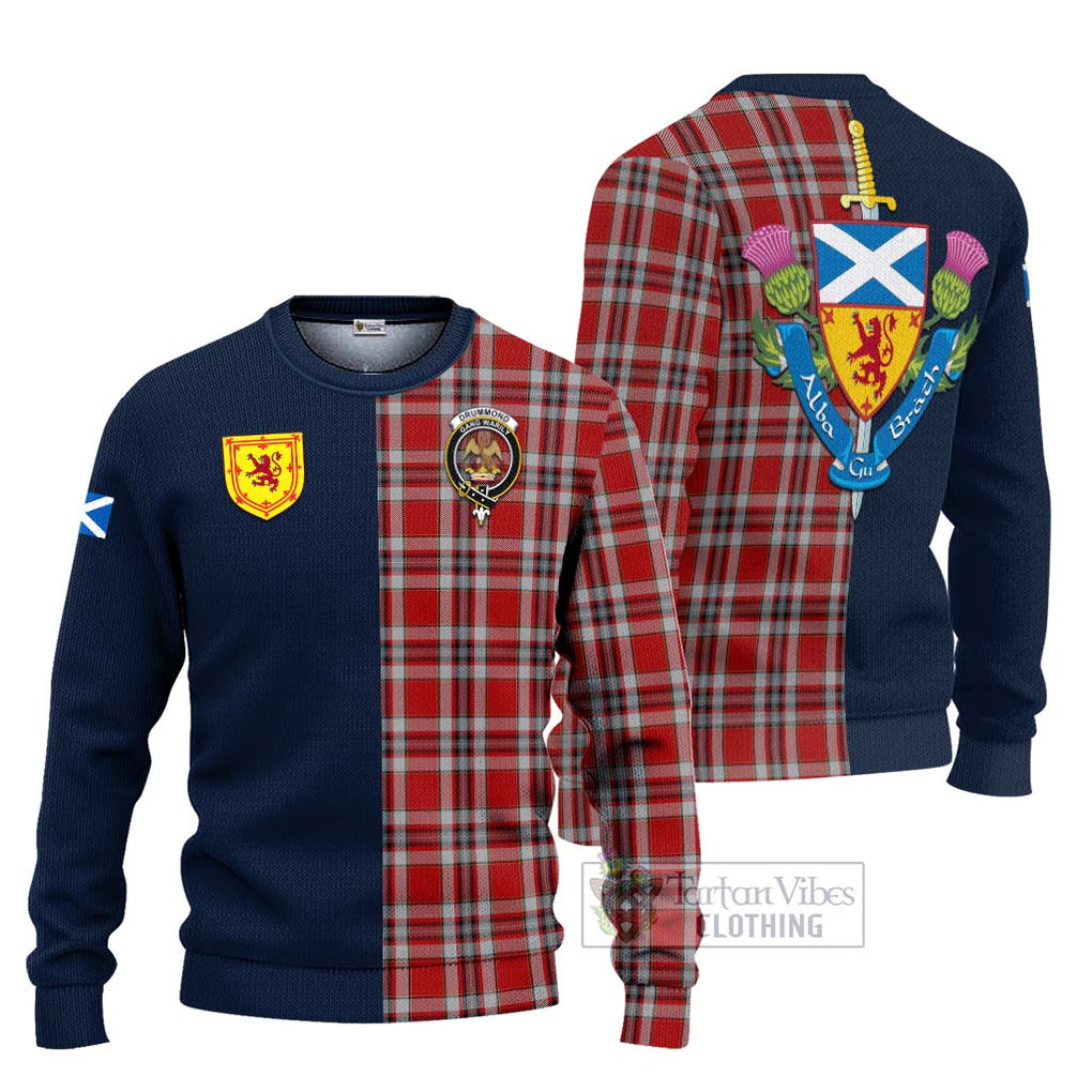 Tartan Vibes Clothing Drummond of Perth Dress Tartan Knitted Sweater with Scottish Lion Royal Arm Half Style