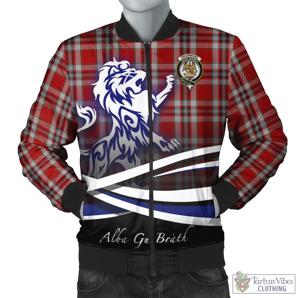 Tartan Vibes Clothing Drummond of Perth Dress Tartan Bomber Jacket with Alba Gu Brath Regal Lion Emblem