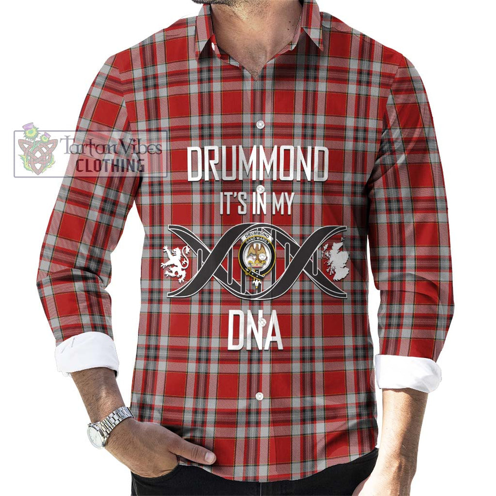 Drummond of Perth Dress Tartan Long Sleeve Button Shirt with Family Crest DNA In Me Style Men's Shirt S - Tartanvibesclothing Shop