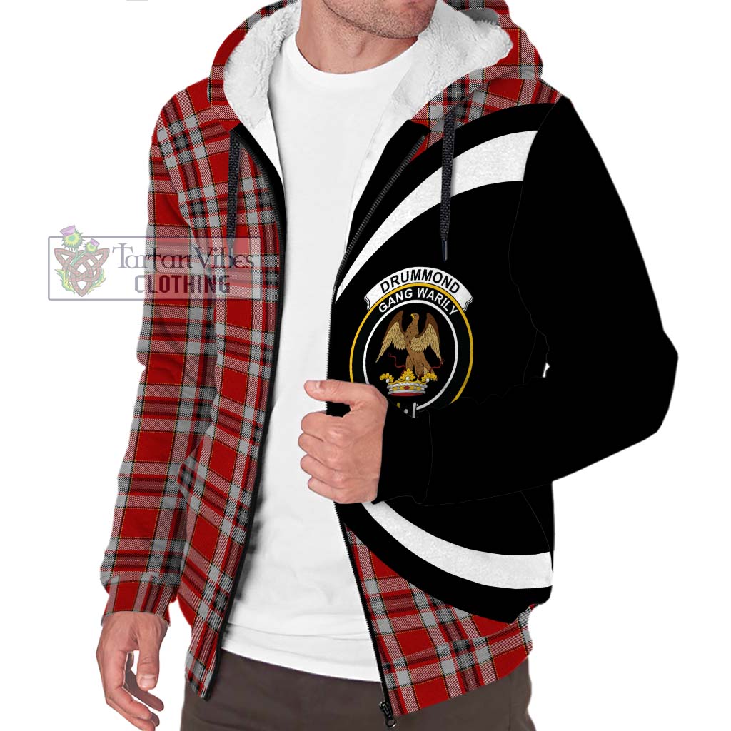 Drummond of Perth Dress Tartan Sherpa Hoodie with Family Crest Circle Style Unisex S - Tartan Vibes Clothing