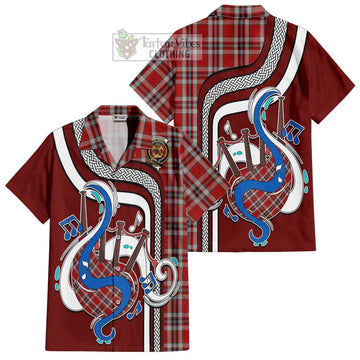 Drummond of Perth Dress Tartan Short Sleeve Button Shirt with Epic Bagpipe Style