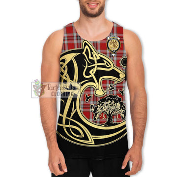 Drummond of Perth Dress Tartan Men's Tank Top with Family Crest Celtic Wolf Style