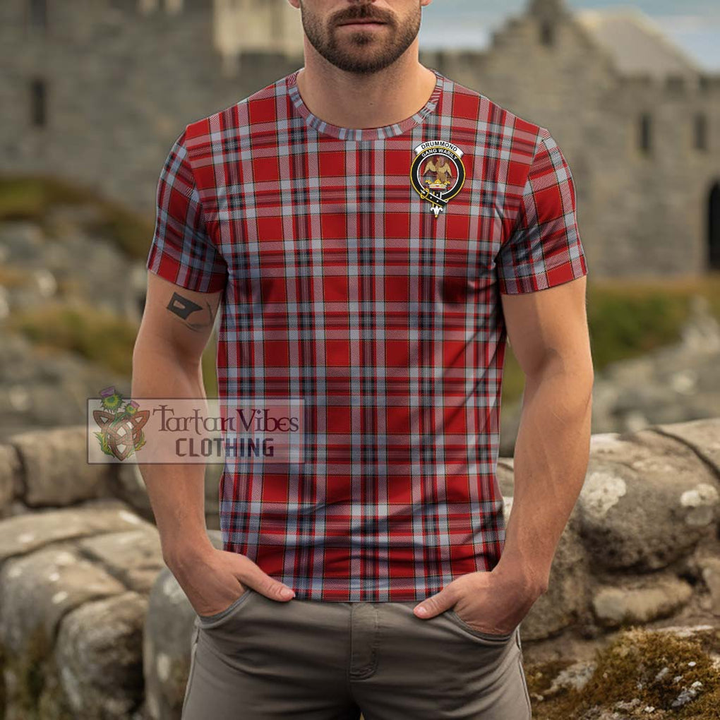 Drummond of Perth Dress Tartan Cotton T-Shirt with Family Crest Men's Shirt - Tartanvibesclothing Shop