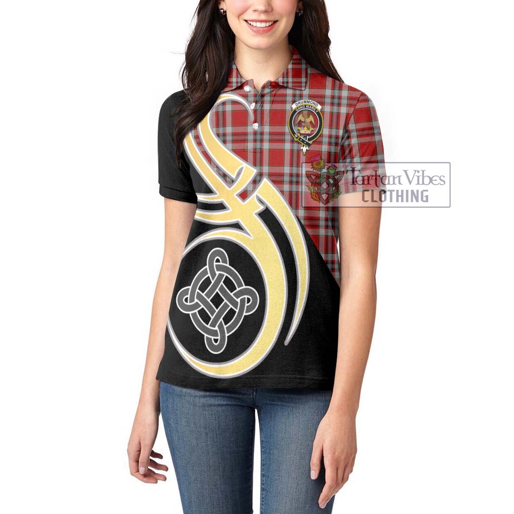 Drummond of Perth Dress Tartan Women's Polo Shirt with Family Crest and Celtic Symbol Style Women - Tartan Vibes Clothing