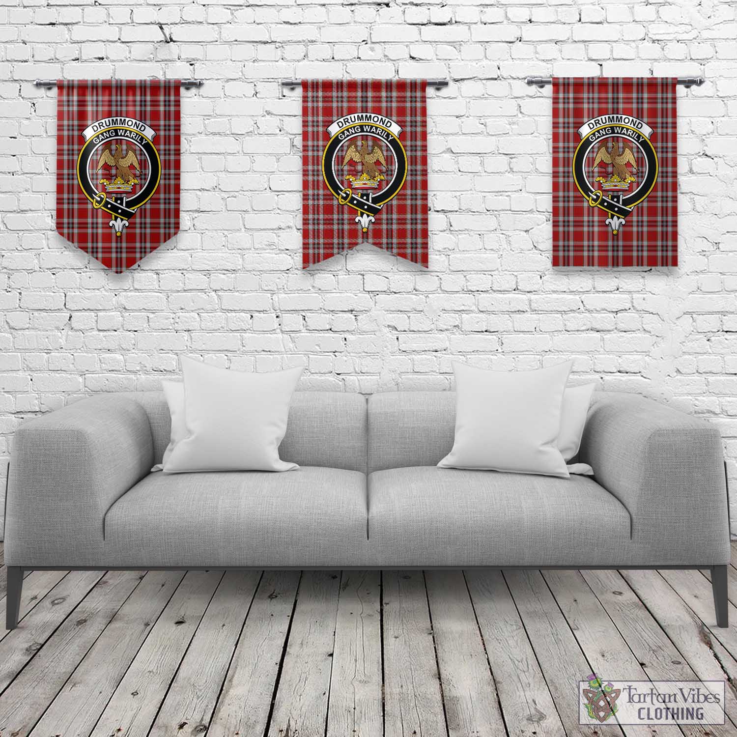 Tartan Vibes Clothing Drummond of Perth Dress Tartan Gonfalon, Tartan Banner with Family Crest