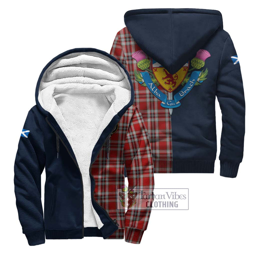 Tartan Vibes Clothing Drummond of Perth Dress Tartan Sherpa Hoodie with Scottish Lion Royal Arm Half Style