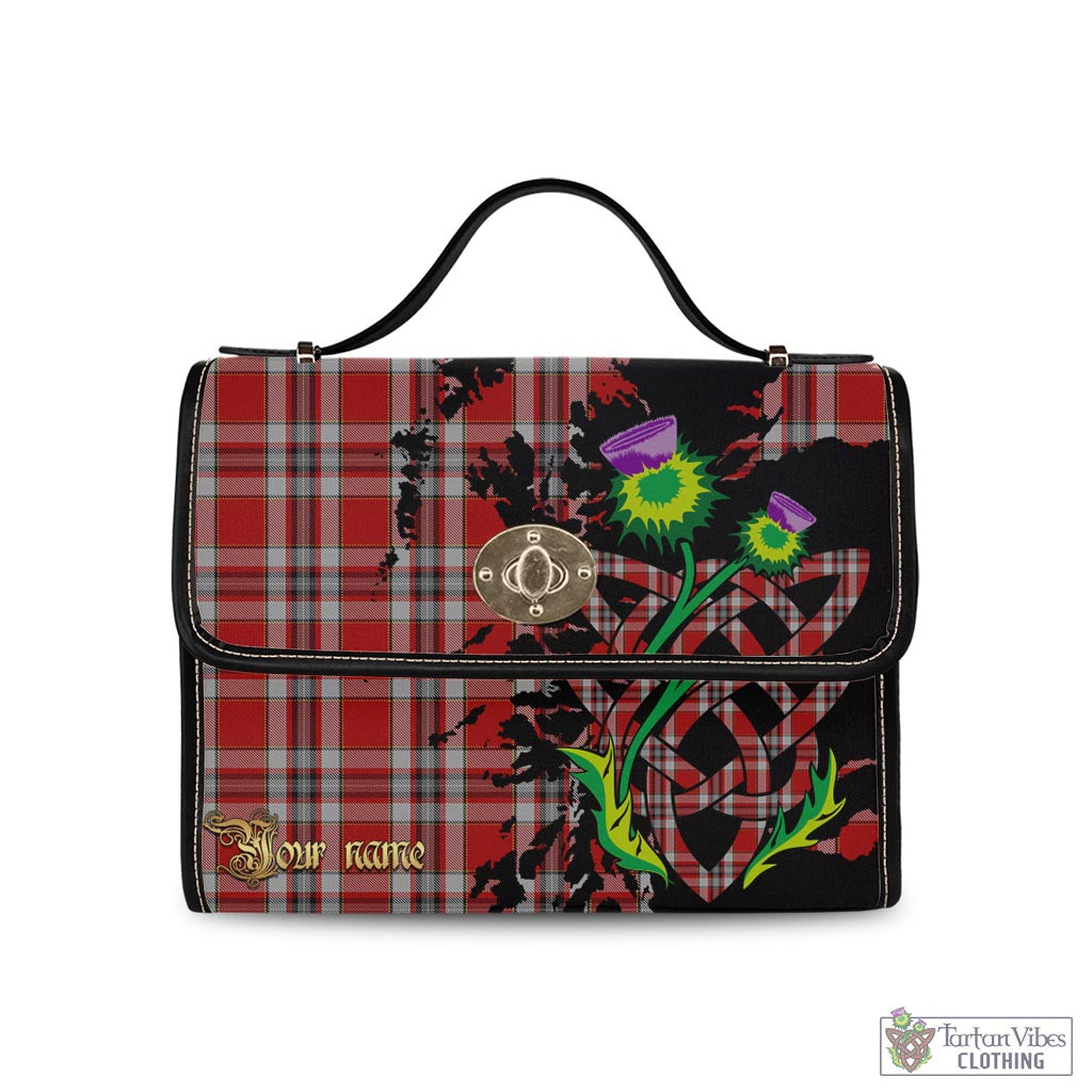 Tartan Vibes Clothing Drummond of Perth Dress Tartan Waterproof Canvas Bag with Scotland Map and Thistle Celtic Accents