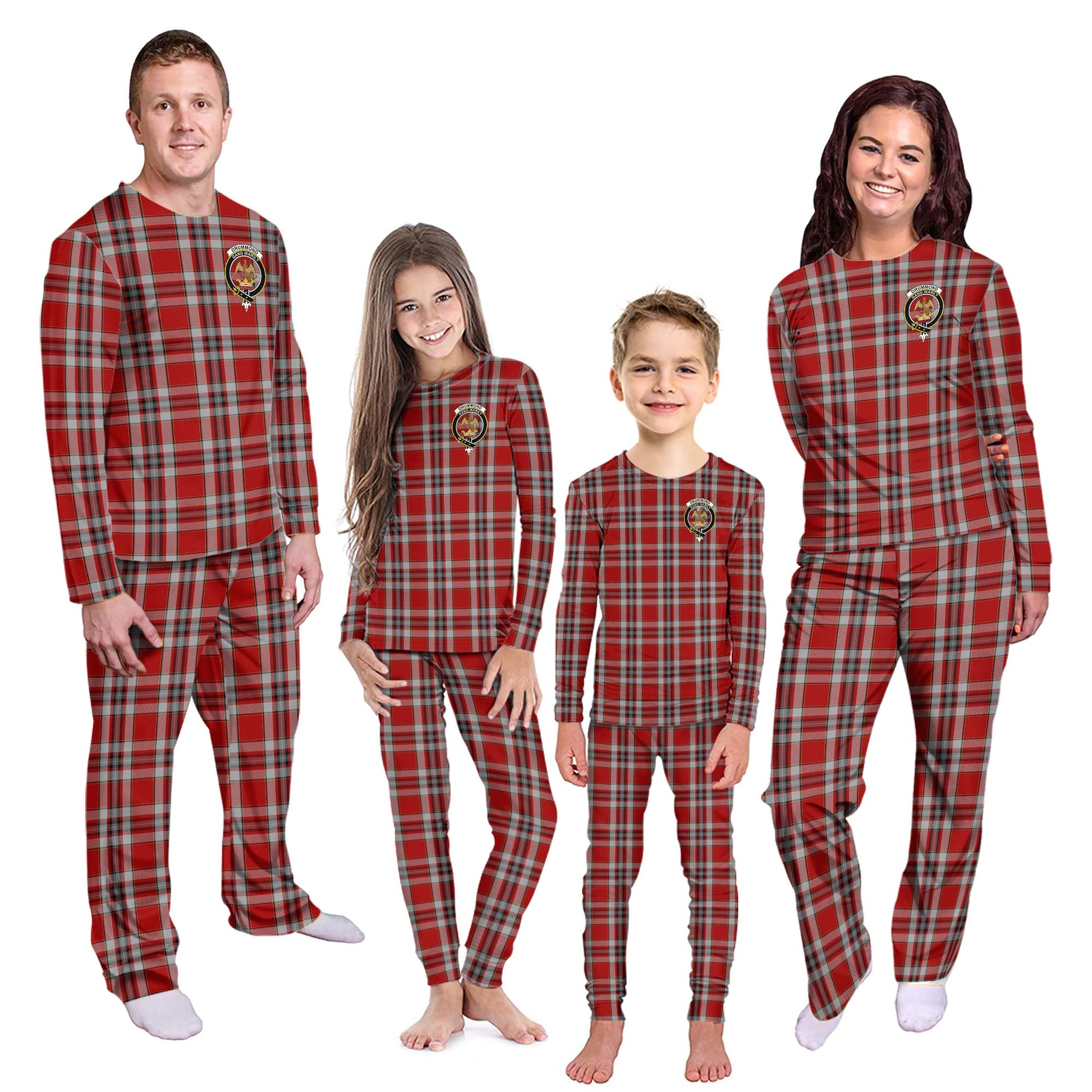 Drummond of Perth Dress Tartan Pajamas Family Set with Family Crest Kid - Tartan Vibes Clothing