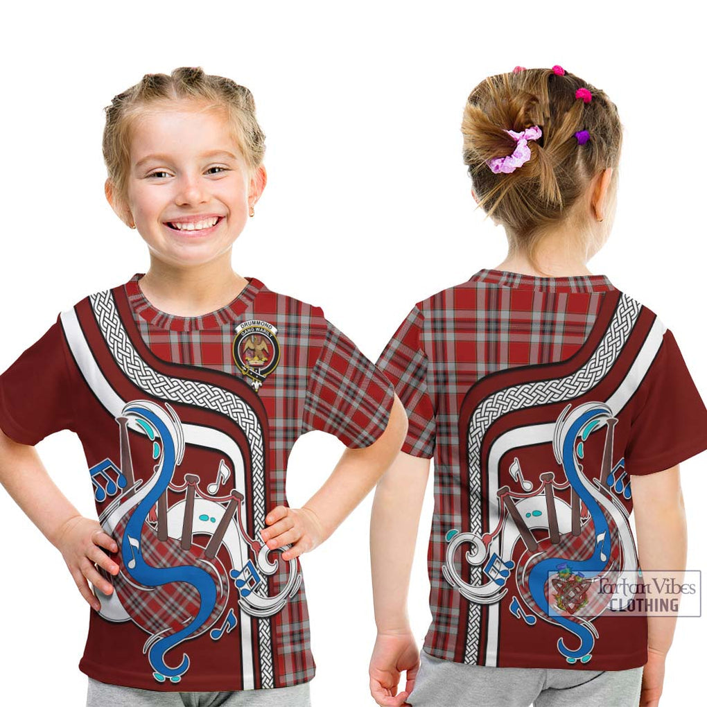 Tartan Vibes Clothing Drummond of Perth Dress Tartan Kid T-Shirt with Epic Bagpipe Style