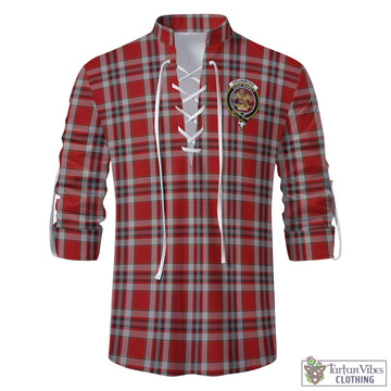 Drummond of Perth Dress Tartan Men's Scottish Traditional Jacobite Ghillie Kilt Shirt with Family Crest