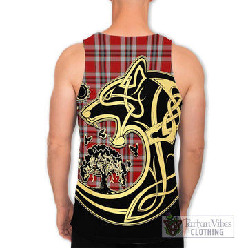 Drummond of Perth Dress Tartan Men's Tank Top with Family Crest Celtic Wolf Style