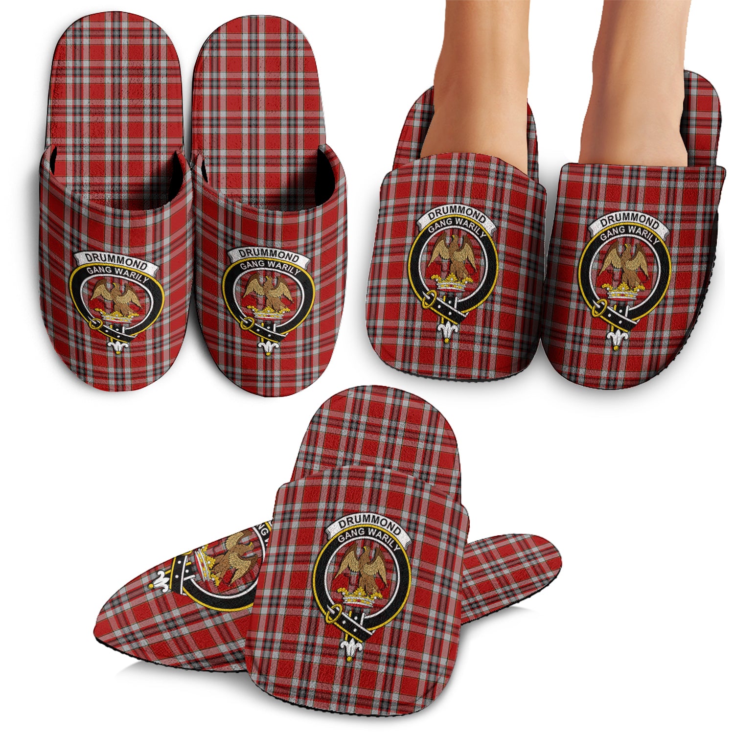 Drummond of Perth Dress Tartan Home Slippers with Family Crest - Tartanvibesclothing