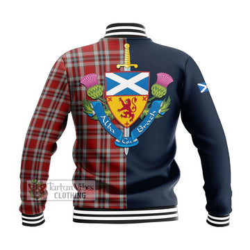 Drummond of Perth Dress Tartan Baseball Jacket Alba with Scottish Lion Royal Arm Half Style