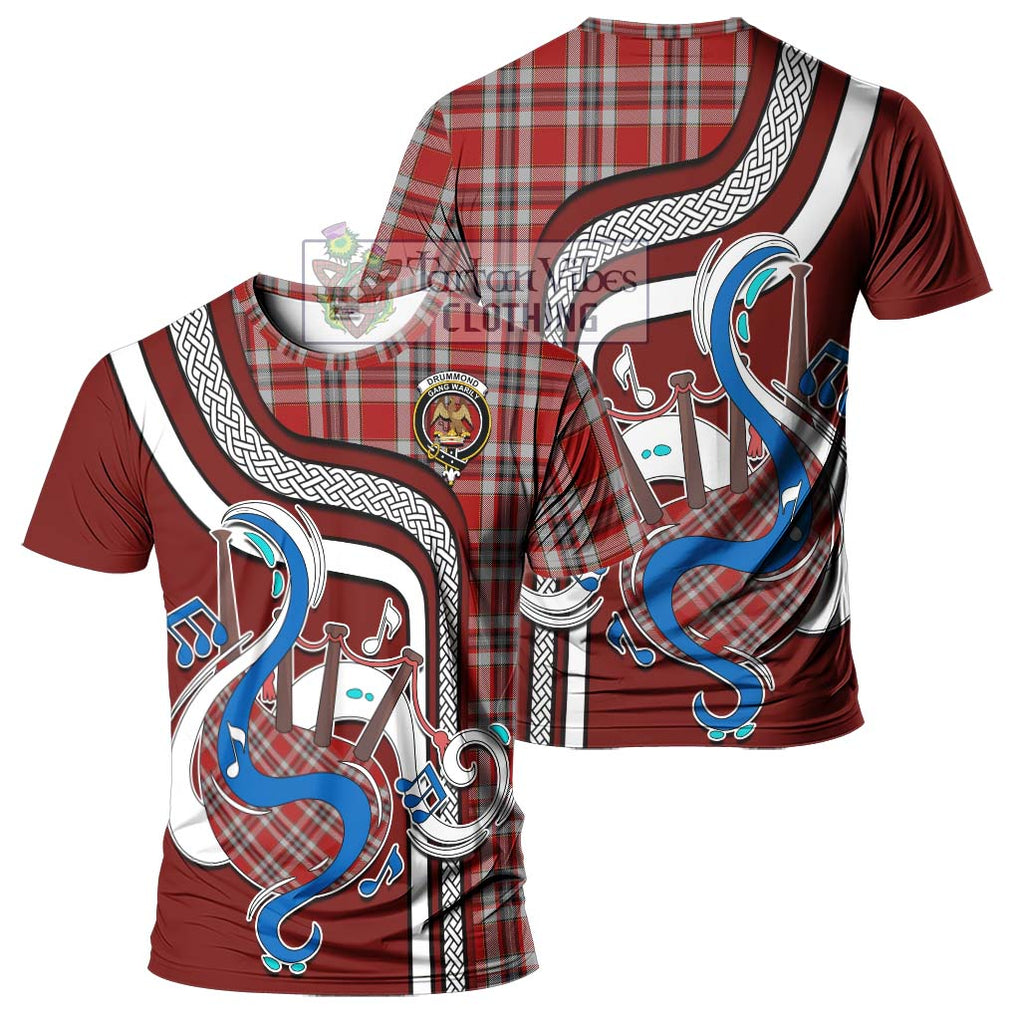 Drummond of Perth Dress Tartan T-Shirt with Epic Bagpipe Style - Tartanvibesclothing Shop