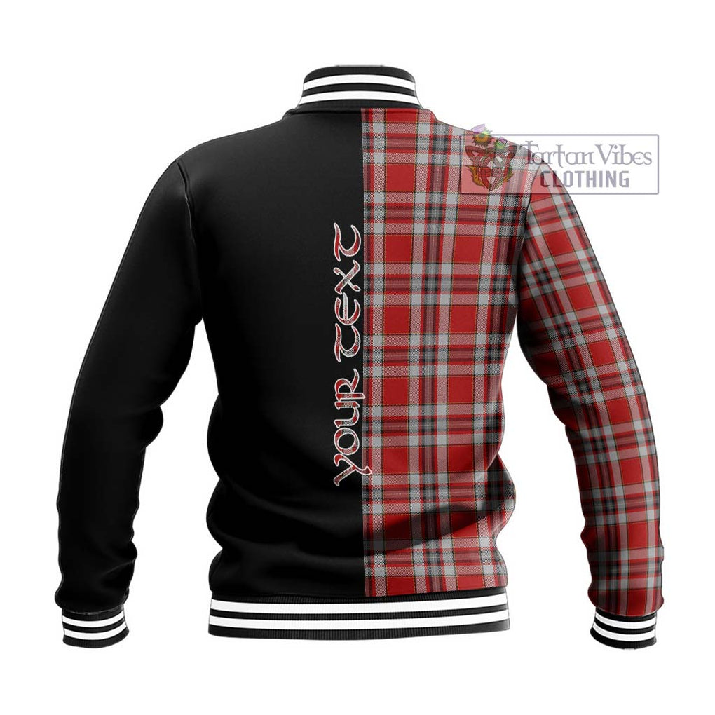 Drummond of Perth Dress Tartan Baseball Jacket with Family Crest and Half Of Me Style - Tartanvibesclothing Shop