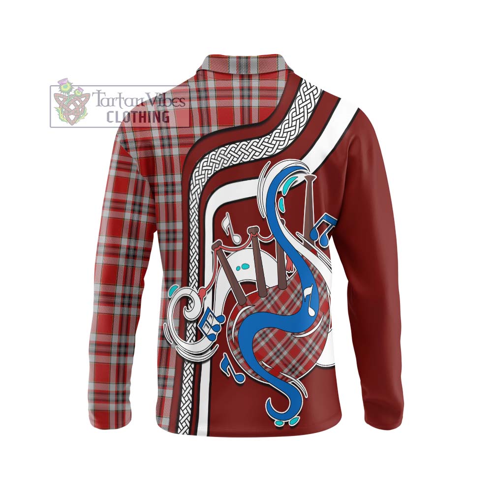 Tartan Vibes Clothing Drummond of Perth Dress Tartan Long Sleeve Polo Shirt with Epic Bagpipe Style