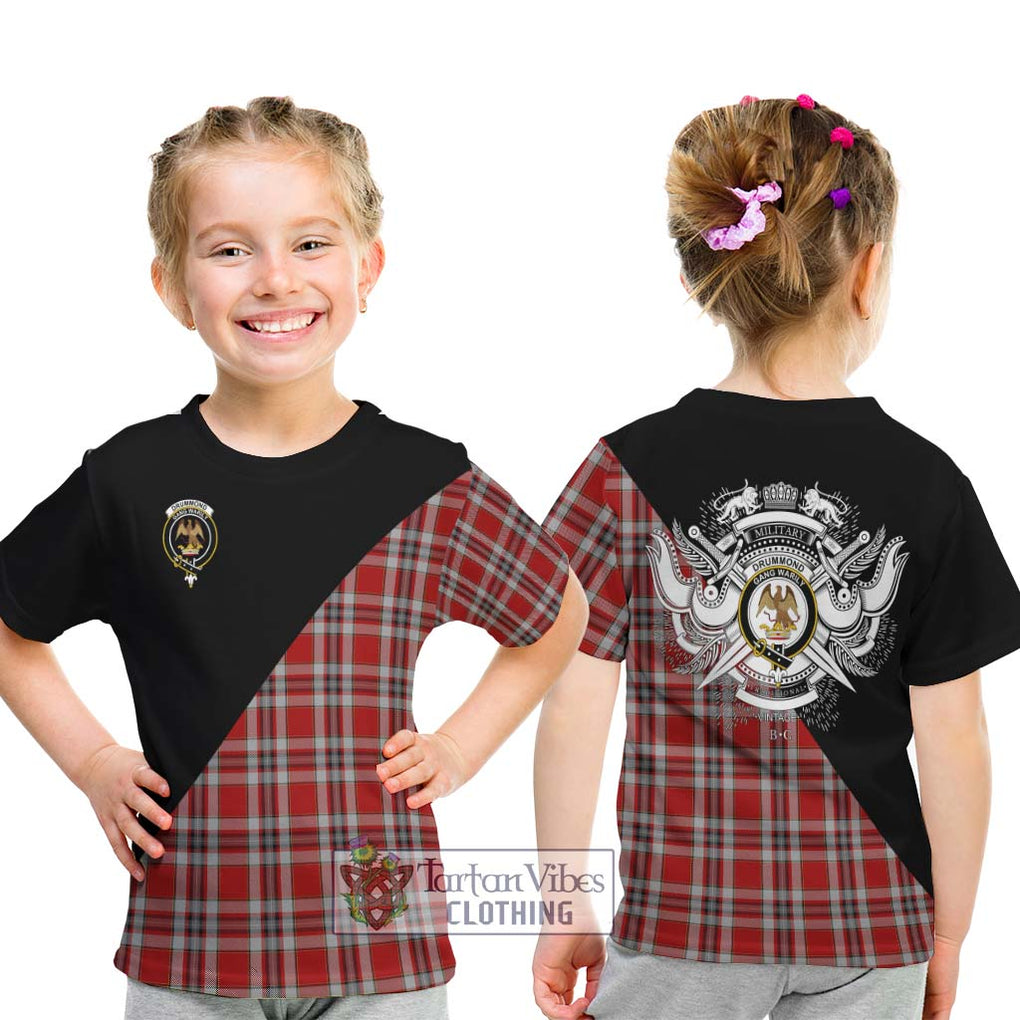 Drummond of Perth Dress Tartan Kid T-Shirt with Family Crest and Military Logo Style - Tartanvibesclothing Shop