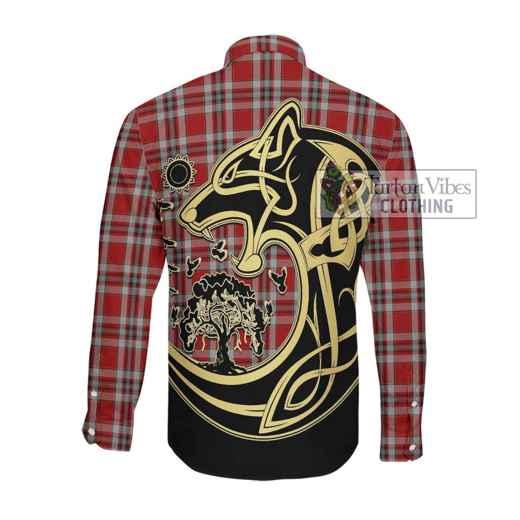 Drummond of Perth Dress Tartan Long Sleeve Button Shirt with Family Crest Celtic Wolf Style Men's Shirt - Tartan Vibes Clothing