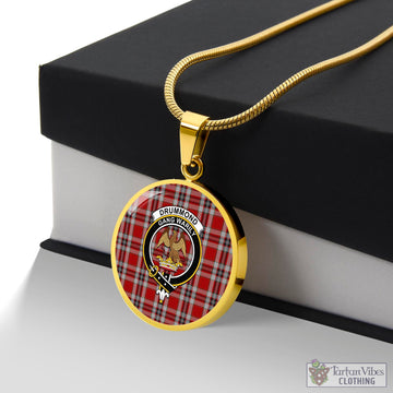 Drummond of Perth Dress Tartan Circle Necklace with Family Crest