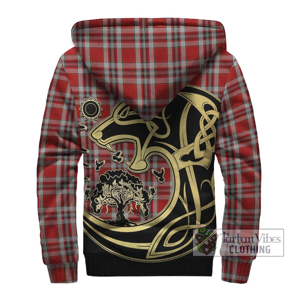 Drummond of Perth Dress Tartan Sherpa Hoodie with Family Crest Celtic Wolf Style - Tartan Vibes Clothing