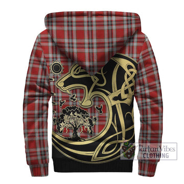 Drummond of Perth Dress Tartan Sherpa Hoodie with Family Crest Celtic Wolf Style