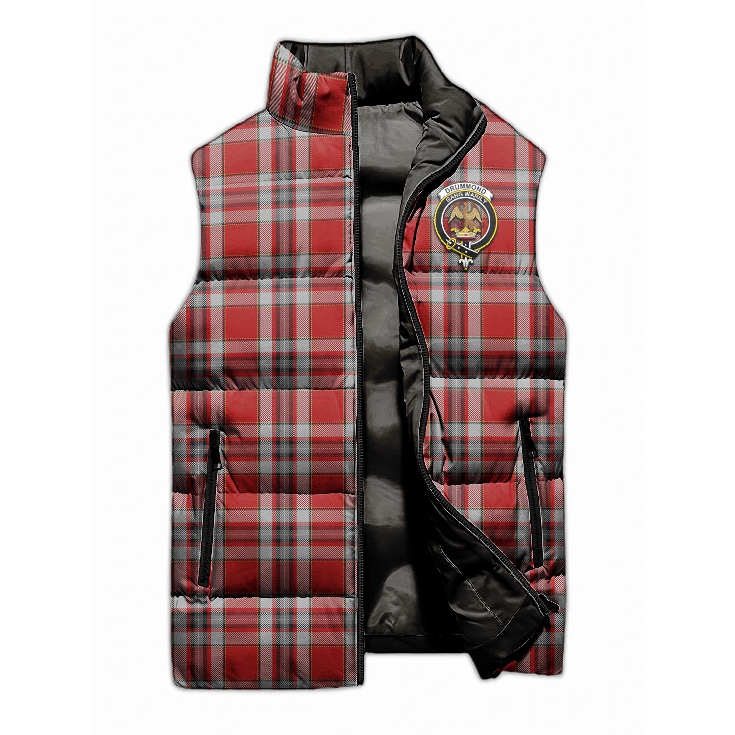 Drummond of Perth Dress Tartan Sleeveless Puffer Jacket with Family Crest - Tartanvibesclothing