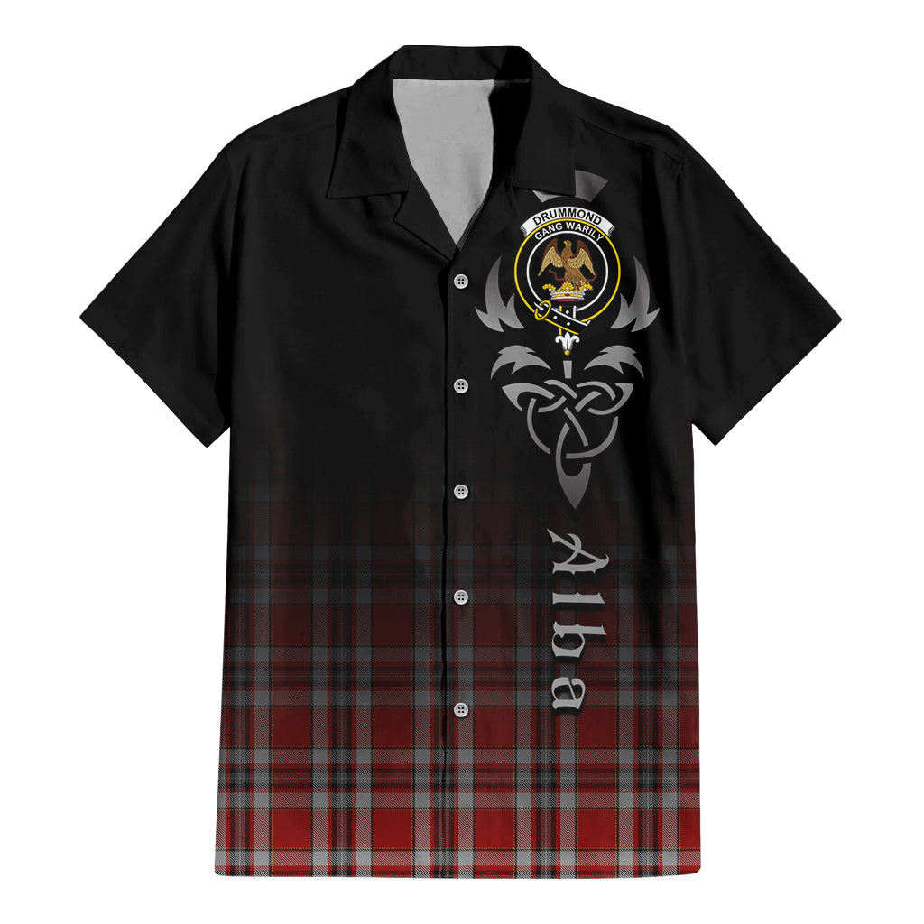 Tartan Vibes Clothing Drummond of Perth Dress Tartan Short Sleeve Button Up Featuring Alba Gu Brath Family Crest Celtic Inspired