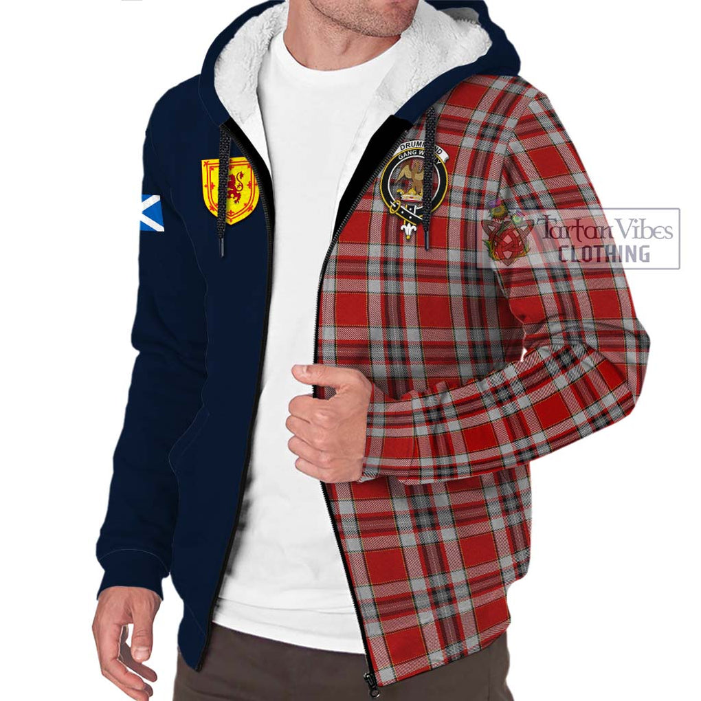 Tartan Vibes Clothing Drummond of Perth Dress Tartan Sherpa Hoodie with Scottish Lion Royal Arm Half Style