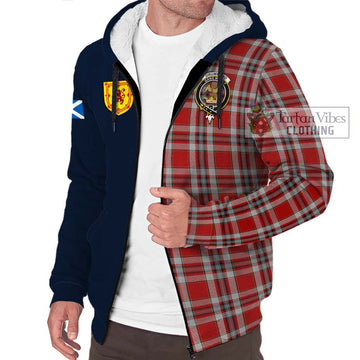 Drummond of Perth Dress Tartan Sherpa Hoodie Alba with Scottish Lion Royal Arm Half Style