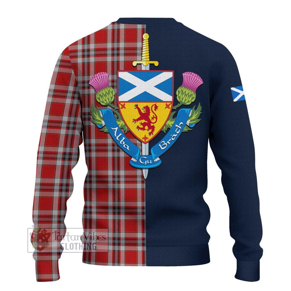 Tartan Vibes Clothing Drummond of Perth Dress Tartan Knitted Sweater with Scottish Lion Royal Arm Half Style