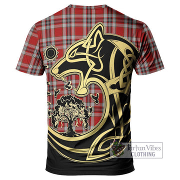 Drummond of Perth Dress Tartan T-Shirt with Family Crest Celtic Wolf Style