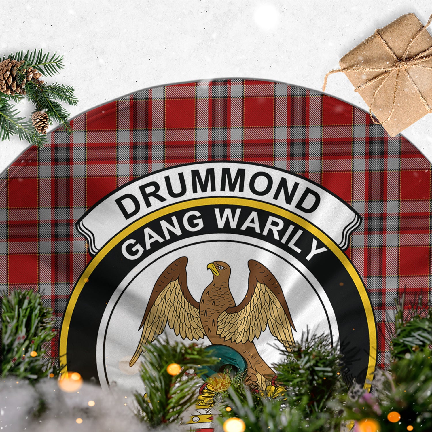 Drummond of Perth Dress Tartan Christmas Tree Skirt with Family Crest - Tartanvibesclothing