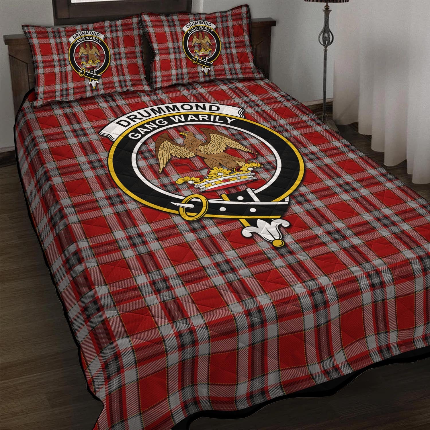 Drummond of Perth Dress Tartan Quilt Bed Set with Family Crest - Tartan Vibes Clothing