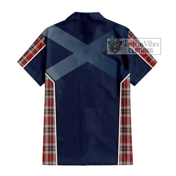 Drummond of Perth Dress Tartan Short Sleeve Button Shirt with Family Crest and Lion Rampant Vibes Sport Style