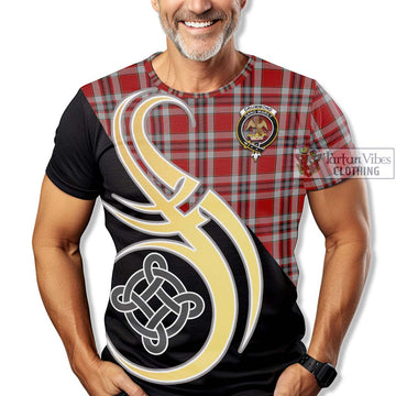 Drummond of Perth Dress Tartan T-Shirt with Family Crest and Celtic Symbol Style