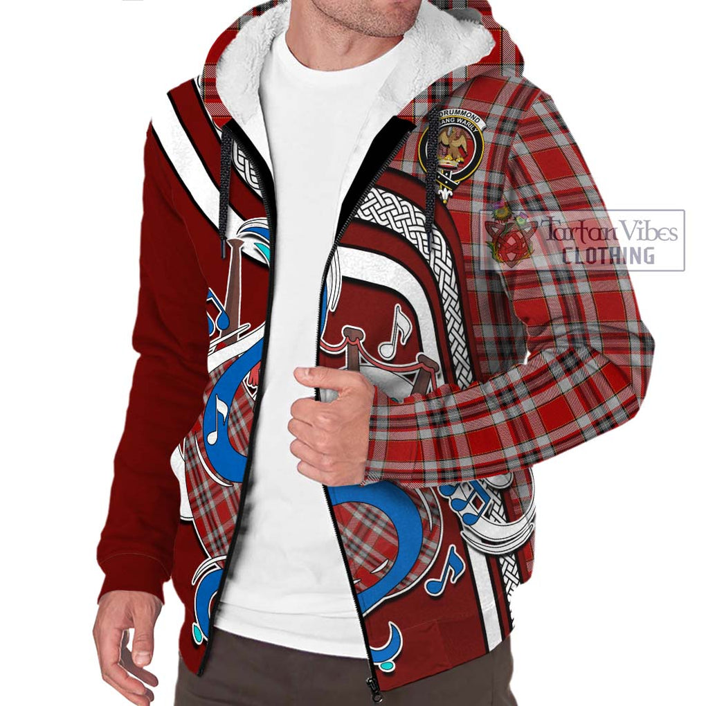 Drummond of Perth Dress Tartan Sherpa Hoodie with Epic Bagpipe Style Unisex - Tartanvibesclothing Shop