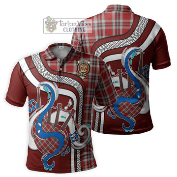 Drummond of Perth Dress Tartan Polo Shirt with Epic Bagpipe Style