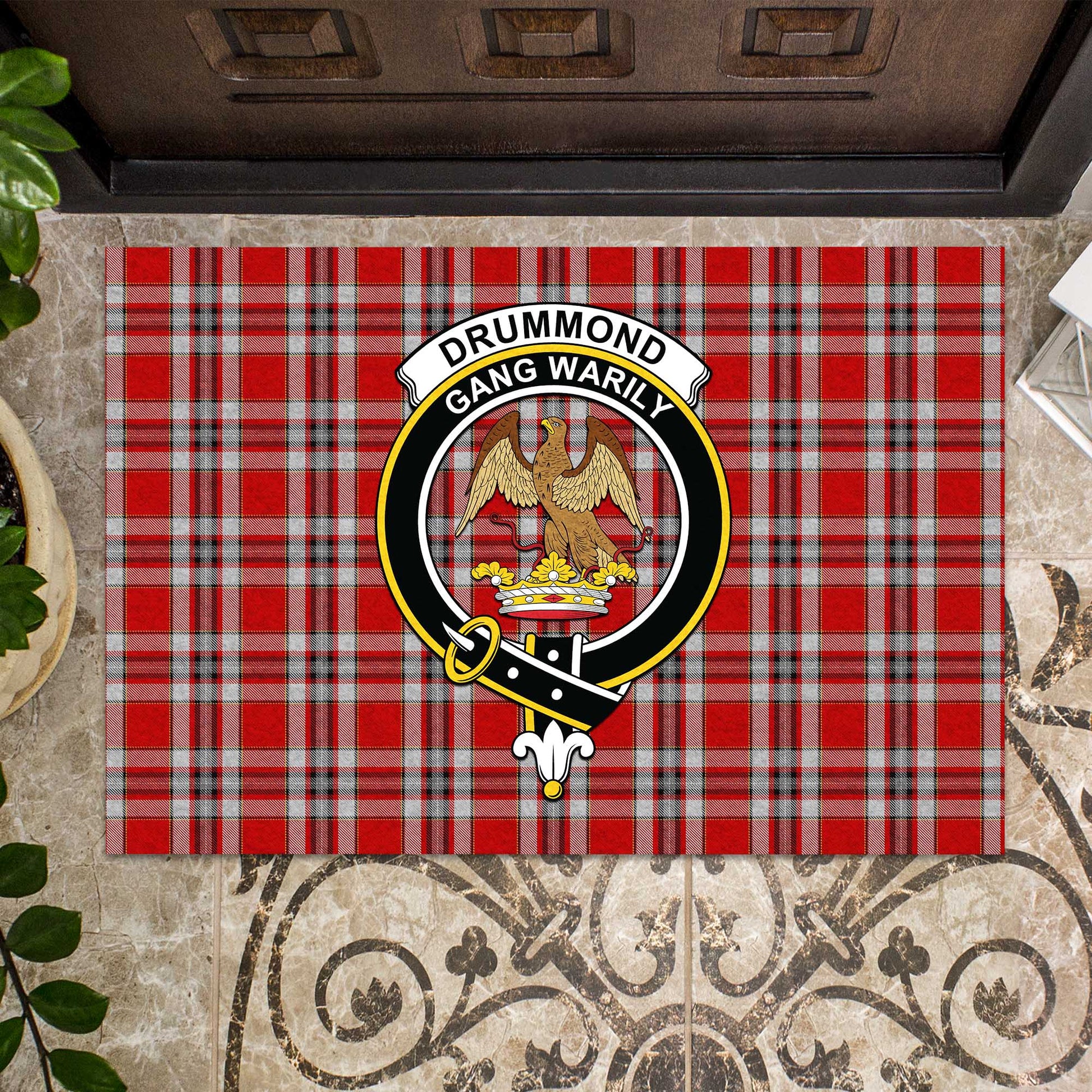 Drummond of Perth Dress Tartan Door Mat with Family Crest - Tartanvibesclothing