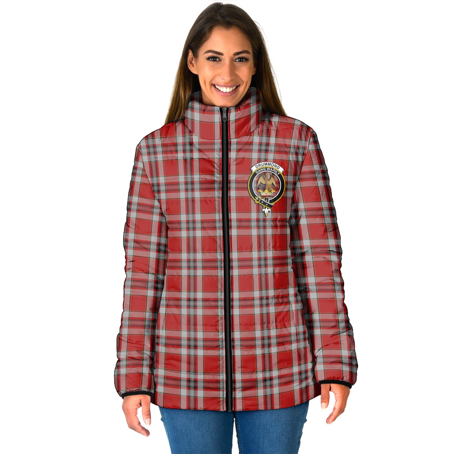 Drummond of Perth Dress Tartan Padded Jacket with Family Crest - Tartan Vibes Clothing