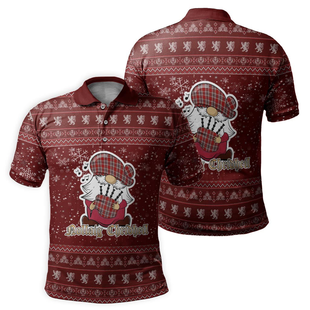 Drummond of Perth Dress Clan Christmas Family Polo Shirt with Funny Gnome Playing Bagpipes - Tartanvibesclothing