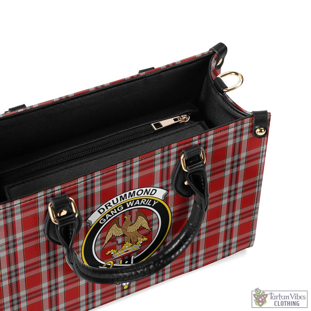 Tartan Vibes Clothing Drummond of Perth Dress Tartan Luxury Leather Handbags with Family Crest