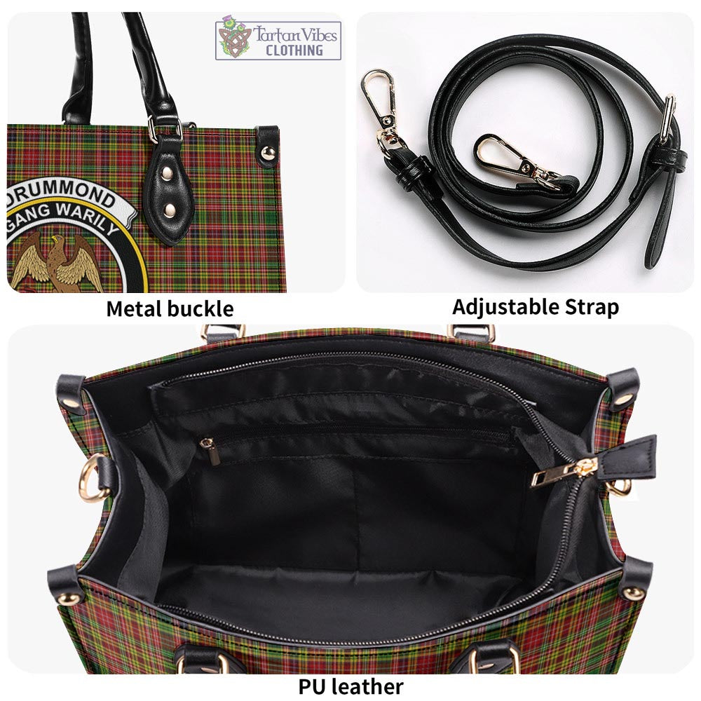 Tartan Vibes Clothing Drummond of Strathallan Tartan Luxury Leather Handbags with Family Crest