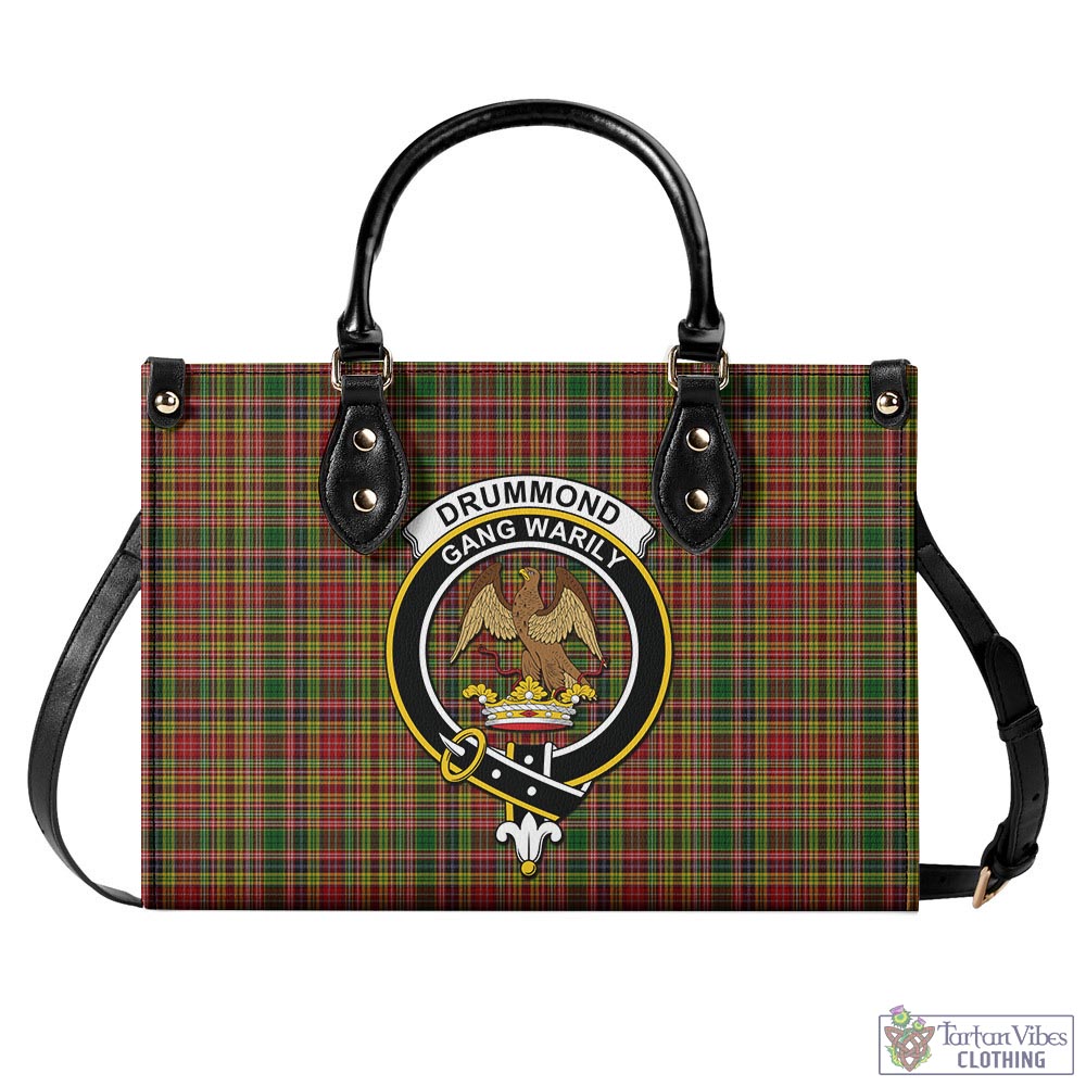 Tartan Vibes Clothing Drummond of Strathallan Tartan Luxury Leather Handbags with Family Crest