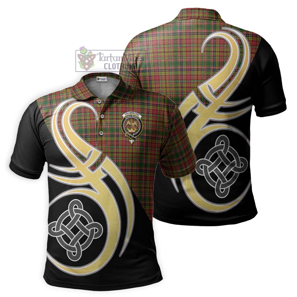 Drummond of Strathallan Tartan Polo Shirt with Family Crest and Celtic Symbol Style Kid - Tartan Vibes Clothing