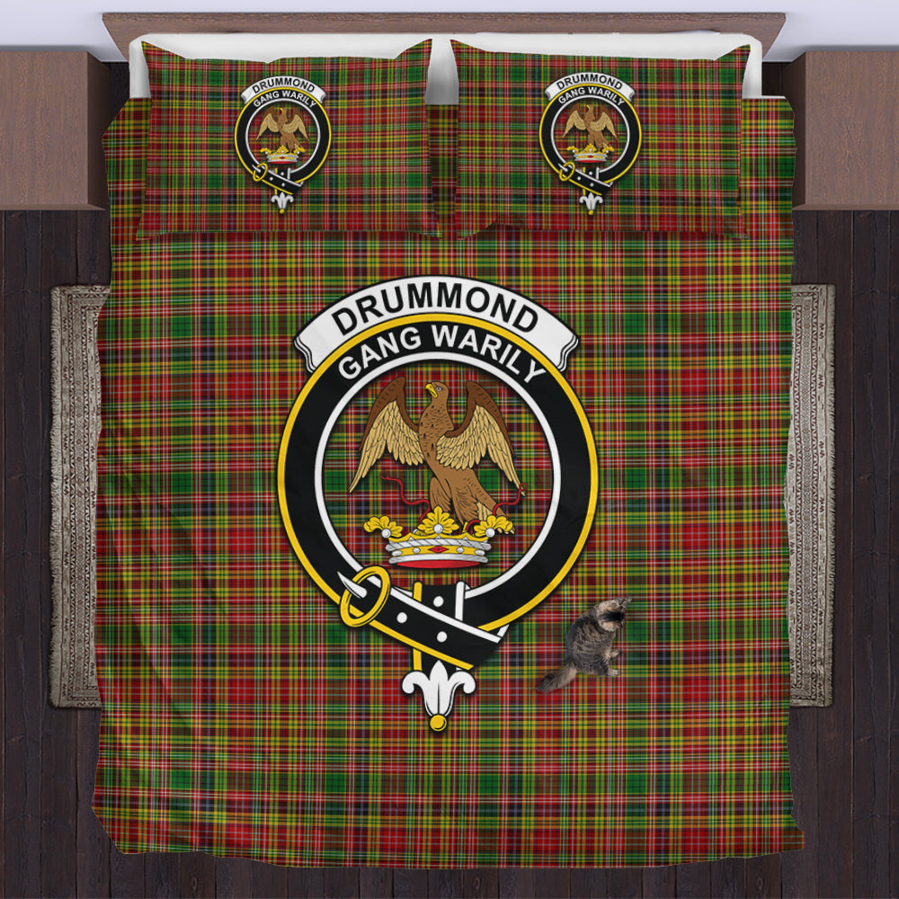 Drummond of Strathallan Tartan Bedding Set with Family Crest US Bedding Set - Tartan Vibes Clothing